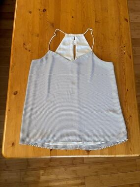Express White and Black Striped Halter Top